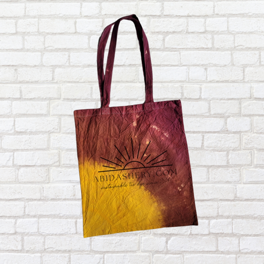 Sunrise Tie Dye AbiDashery Logo Shopper Bag in Organic Cotton