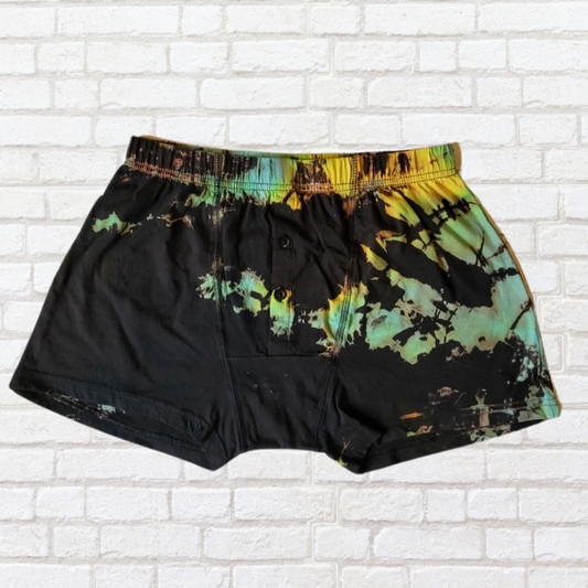 Black Green Yellow Blue Tie Dye Men's Boxers S