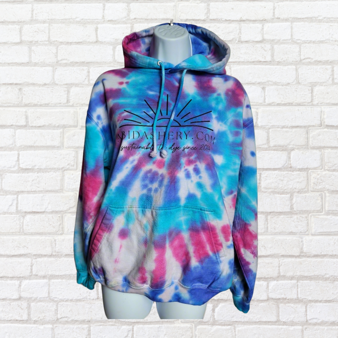 Tie Dye Logo Hoodie Organic Cotton Pink Purple Blue