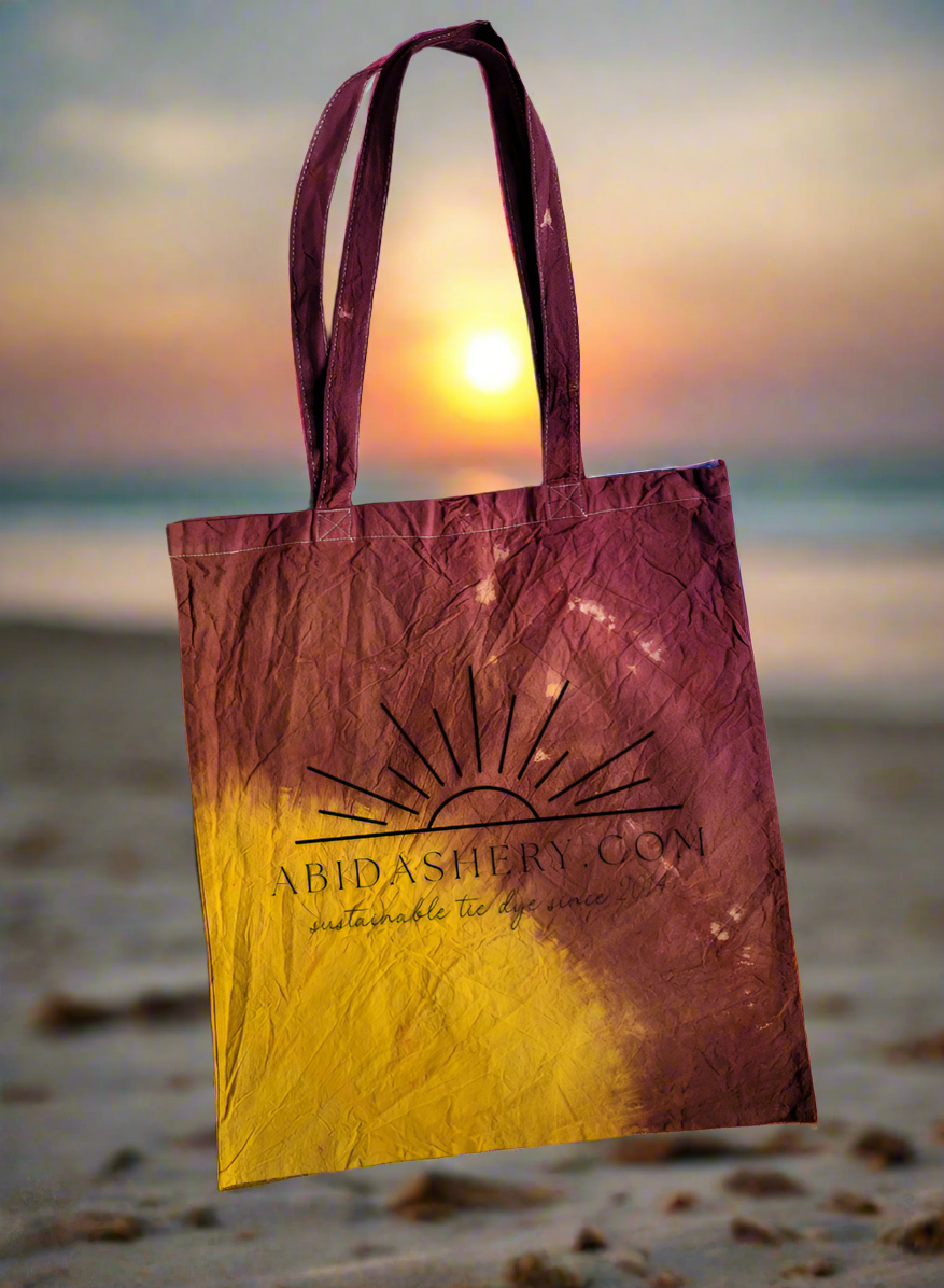 Sunrise Tie Dye AbiDashery Logo Shopper Bag in Organic Cotton