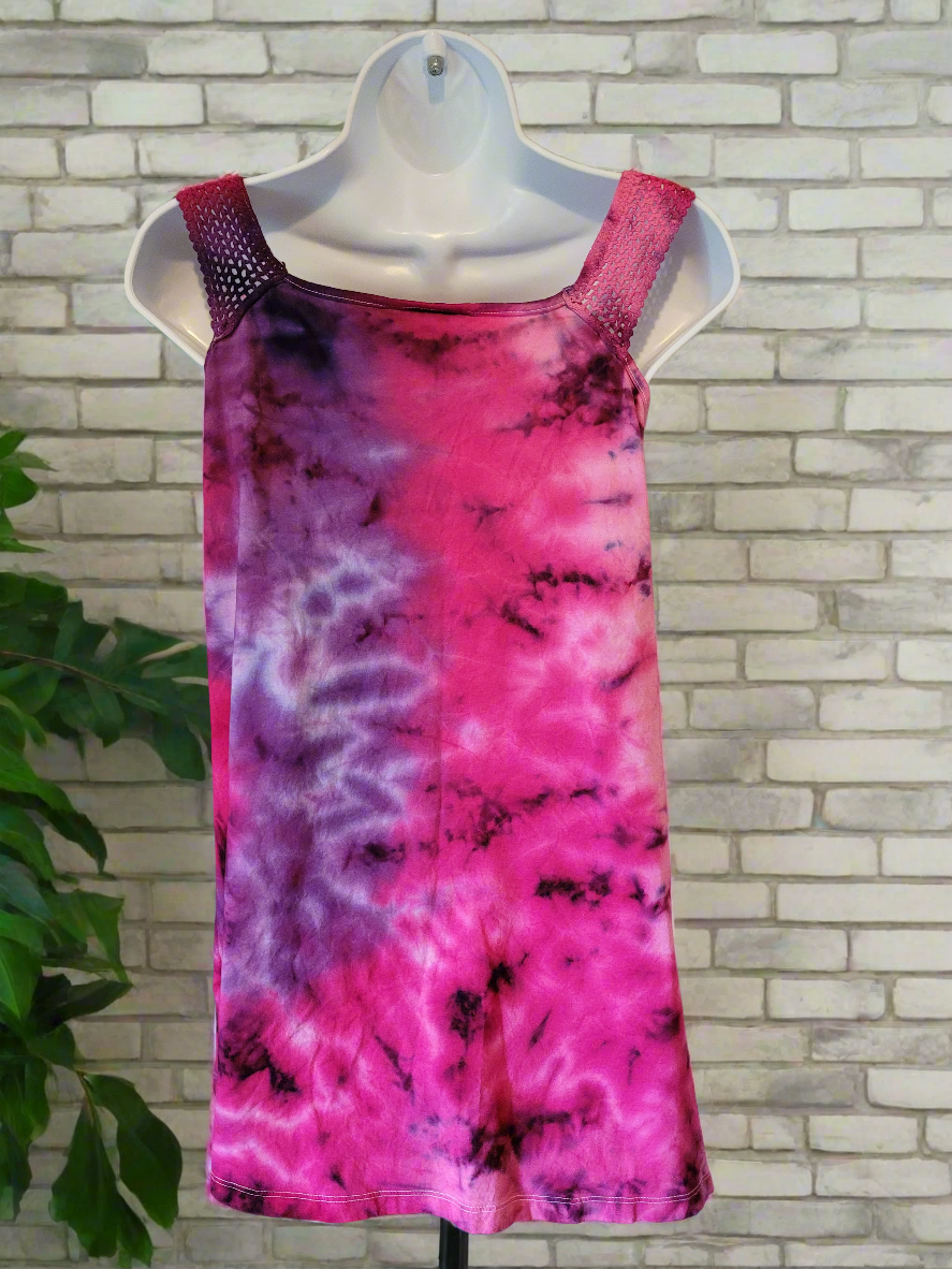 Tie dye Crochet Mini Dress Tie Dye UK 12 Pink & Purple