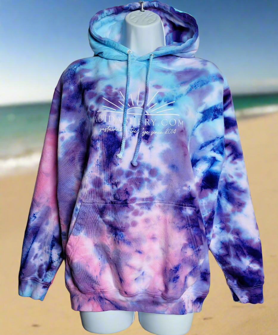 Tie Dye Logo Hoodie Pastel Pink Purple Blue Organic Cotton