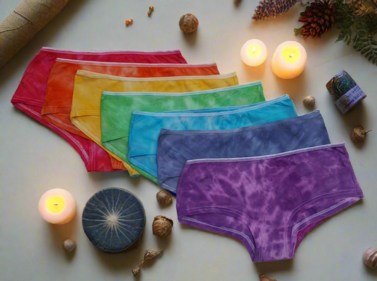 Rainbow Chakra Tie Dye Knickers UK - set of 7