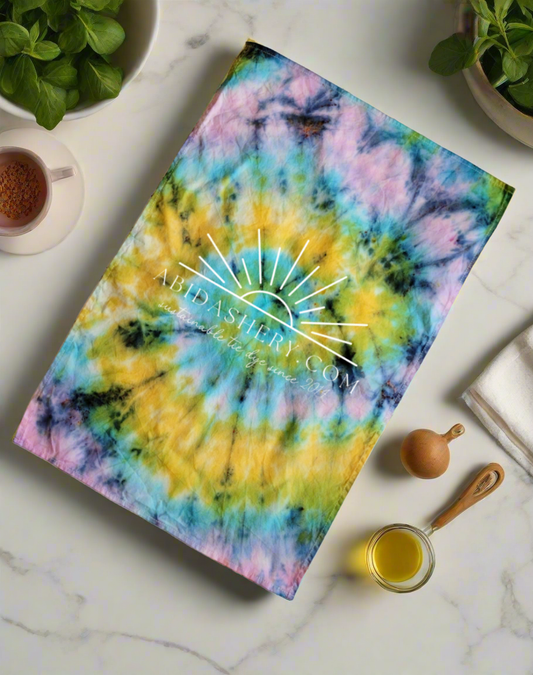 Organic Cotton Tie Dye logo Tea Towel