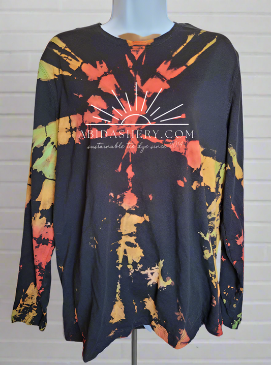 Rasta Bleach Tie Dye Long Sleeve T-shirt XL