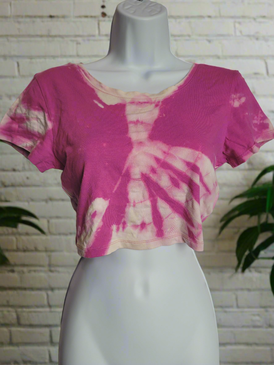 Tie Dye Cropped Top Pink & White size 16