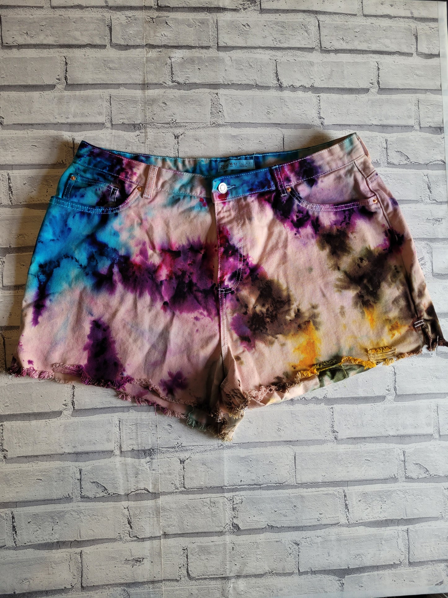 Tie dye denim shorts UK size 20