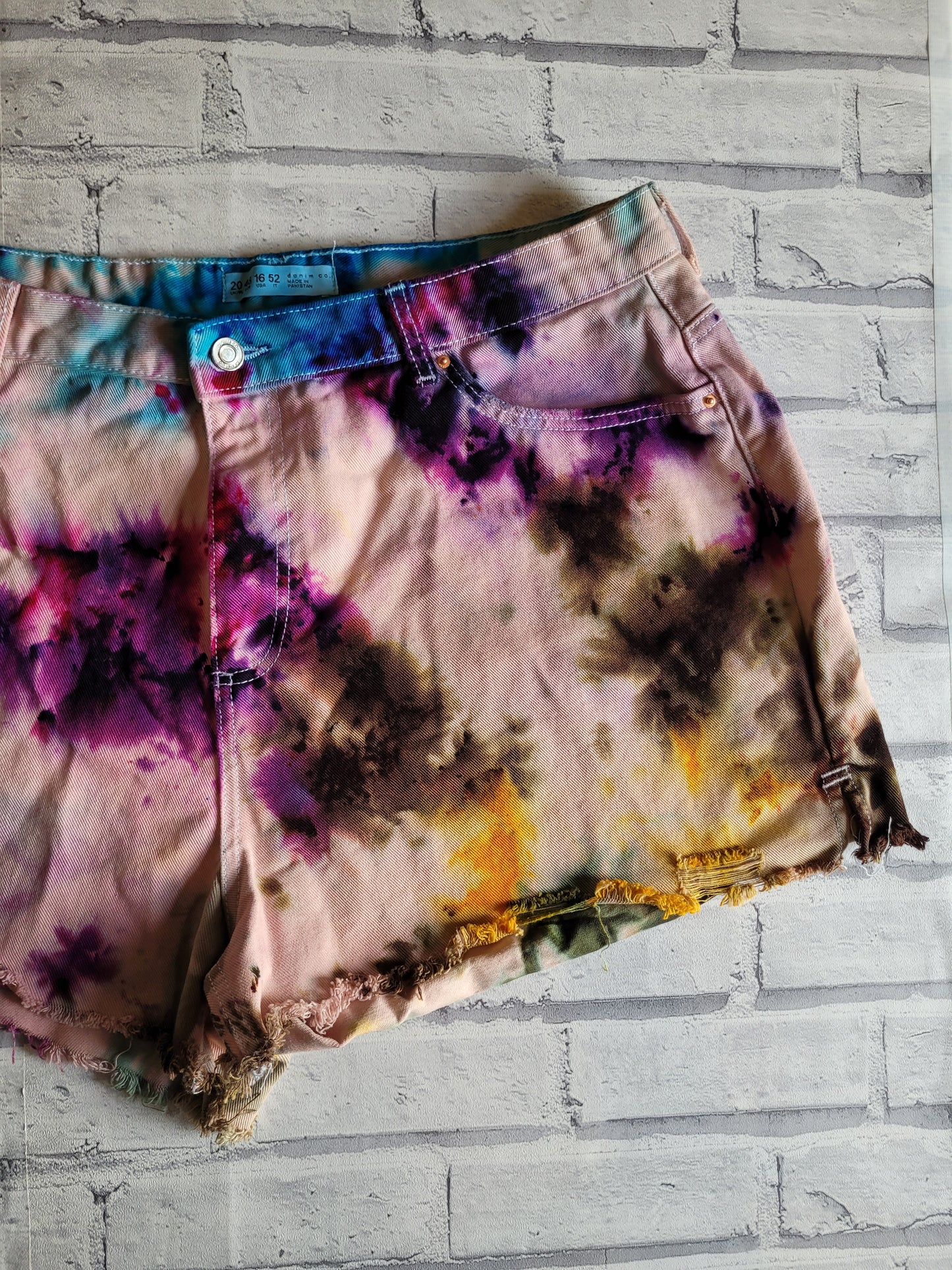 Tie dye denim shorts UK size 20