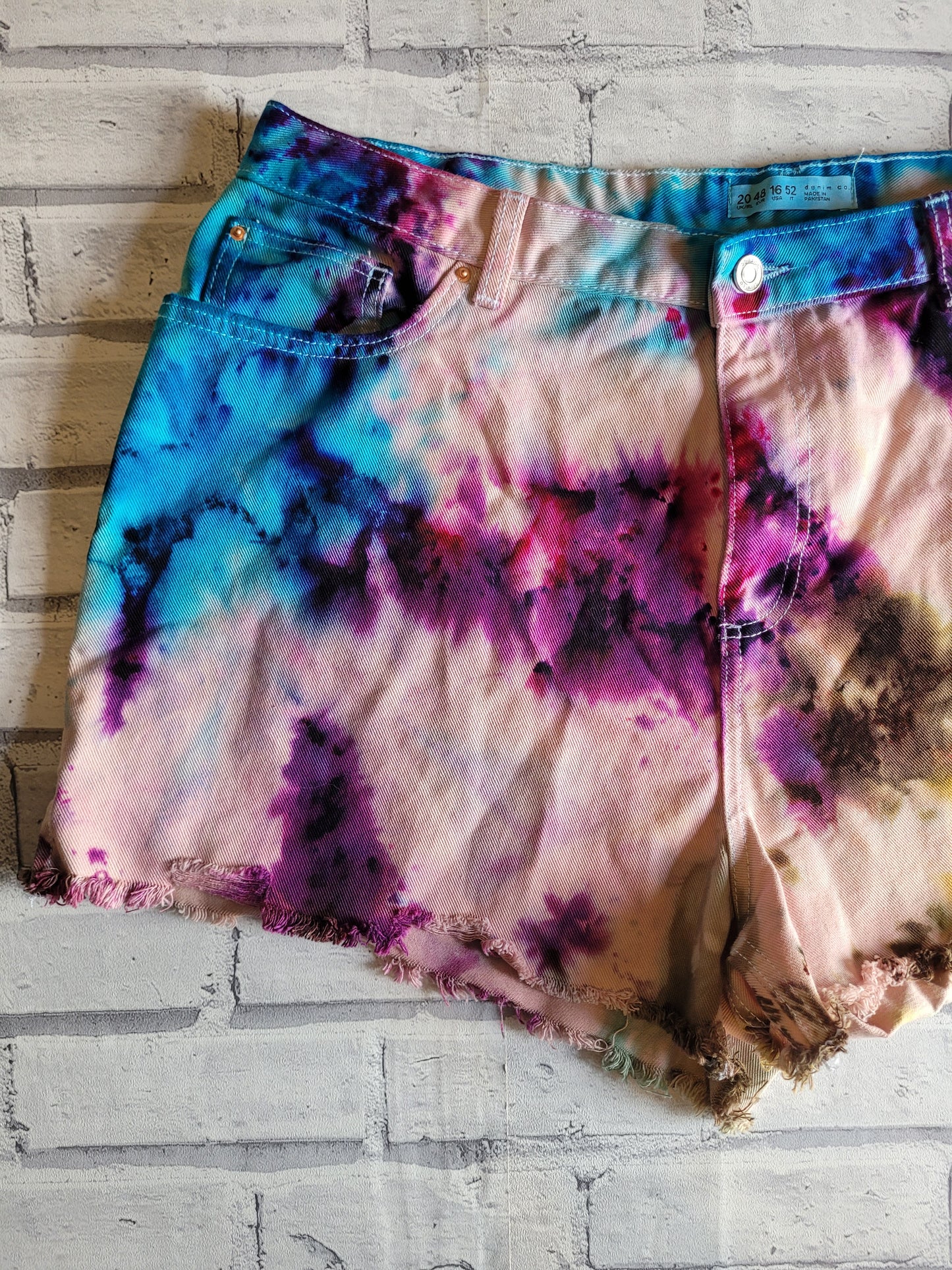 Tie dye denim shorts UK size 20