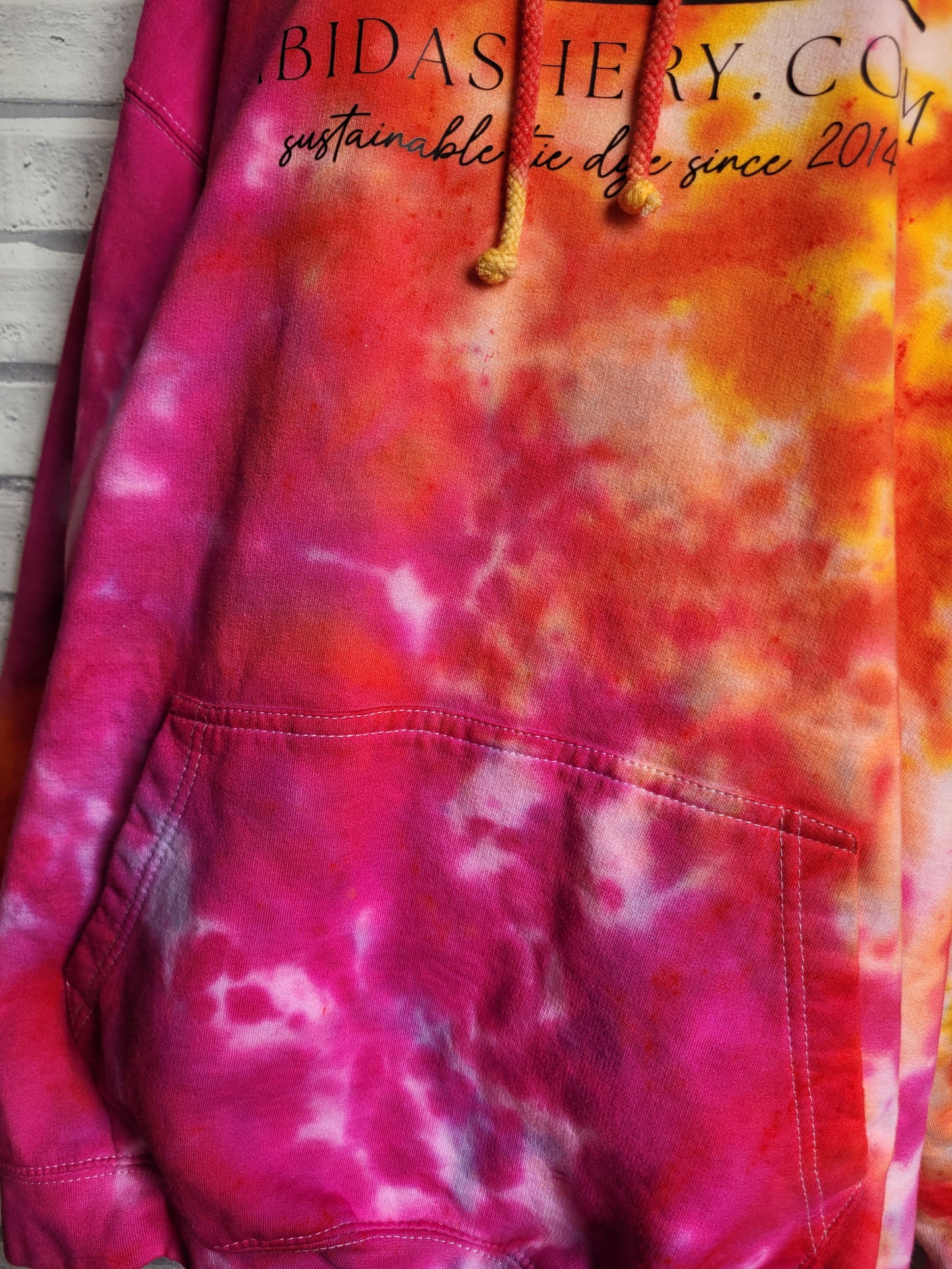 Pink orange yellow Tie Dye logo Hoodie Organic Cotton