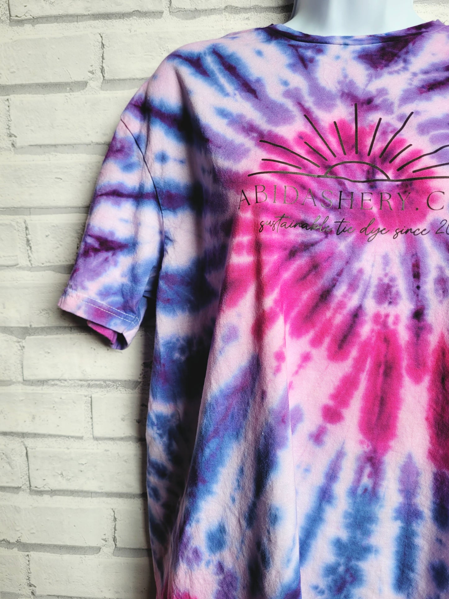 Pink Blue Purple Tie Dye Logo T-shirt in Organic Cotton