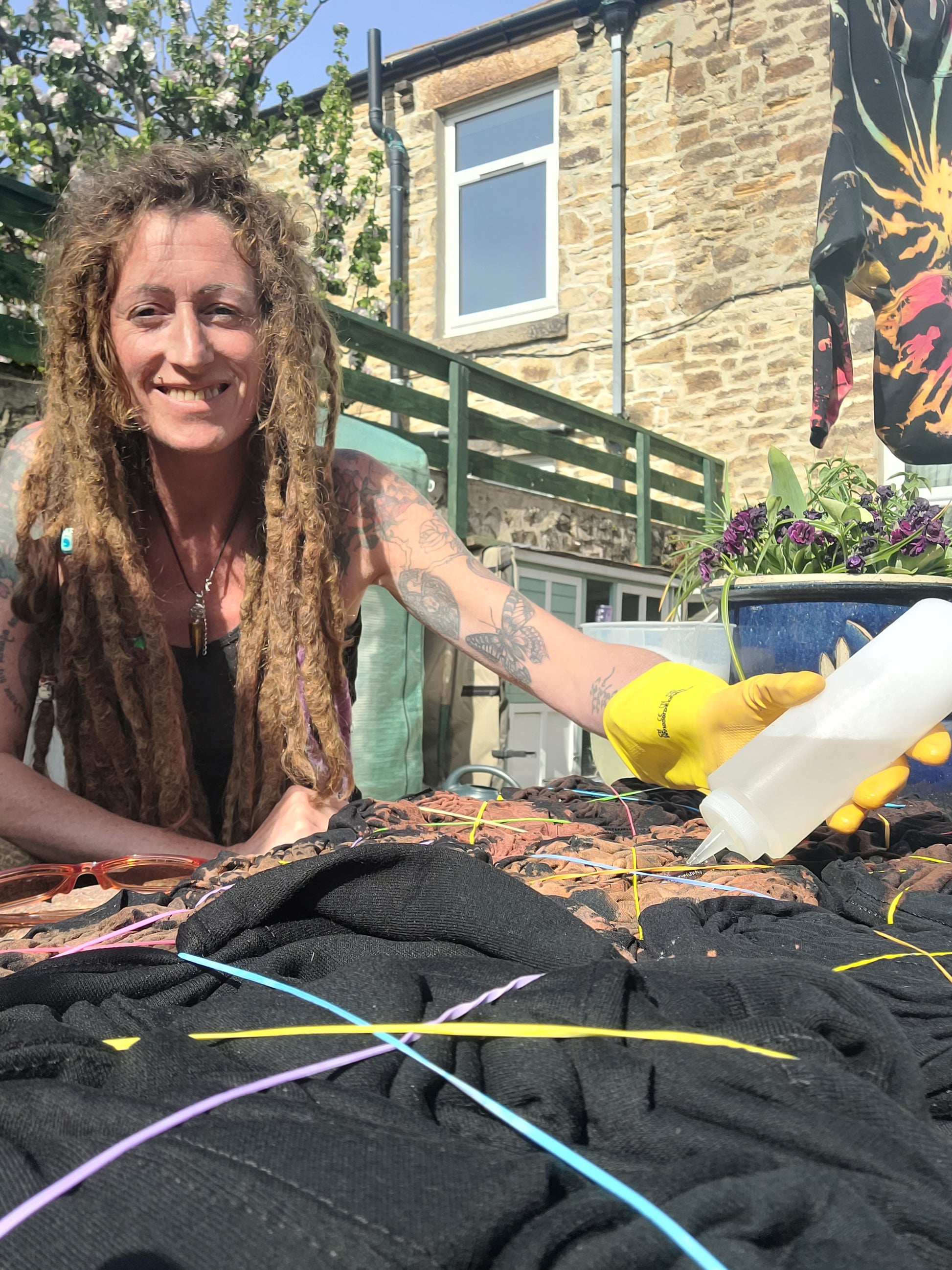 Hand dyed in small batches using eco-reactive vegan friendly dyes. 