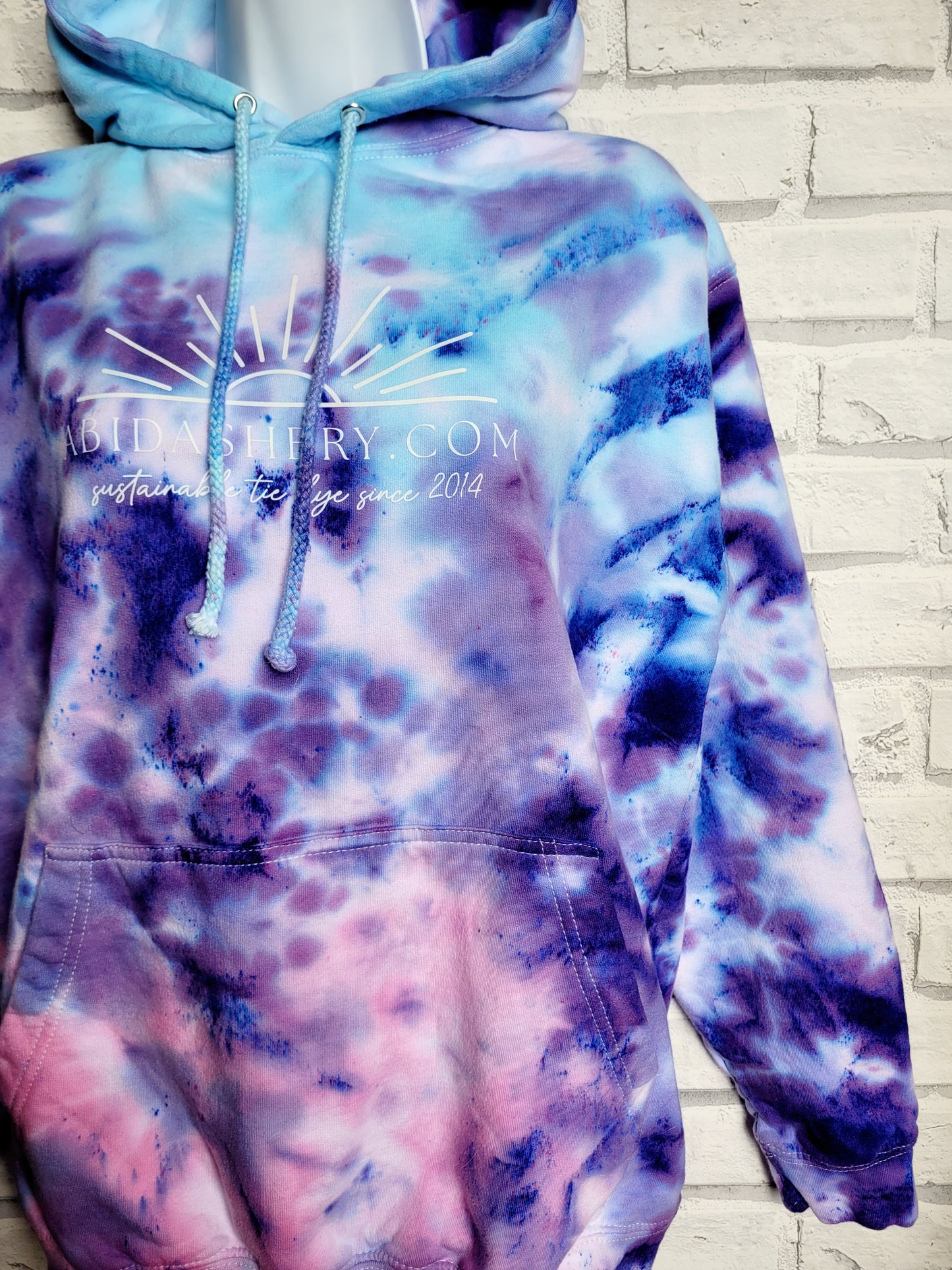 Tie Dye Logo Hoodie Pastel Pink Purple Blue Organic Cotton