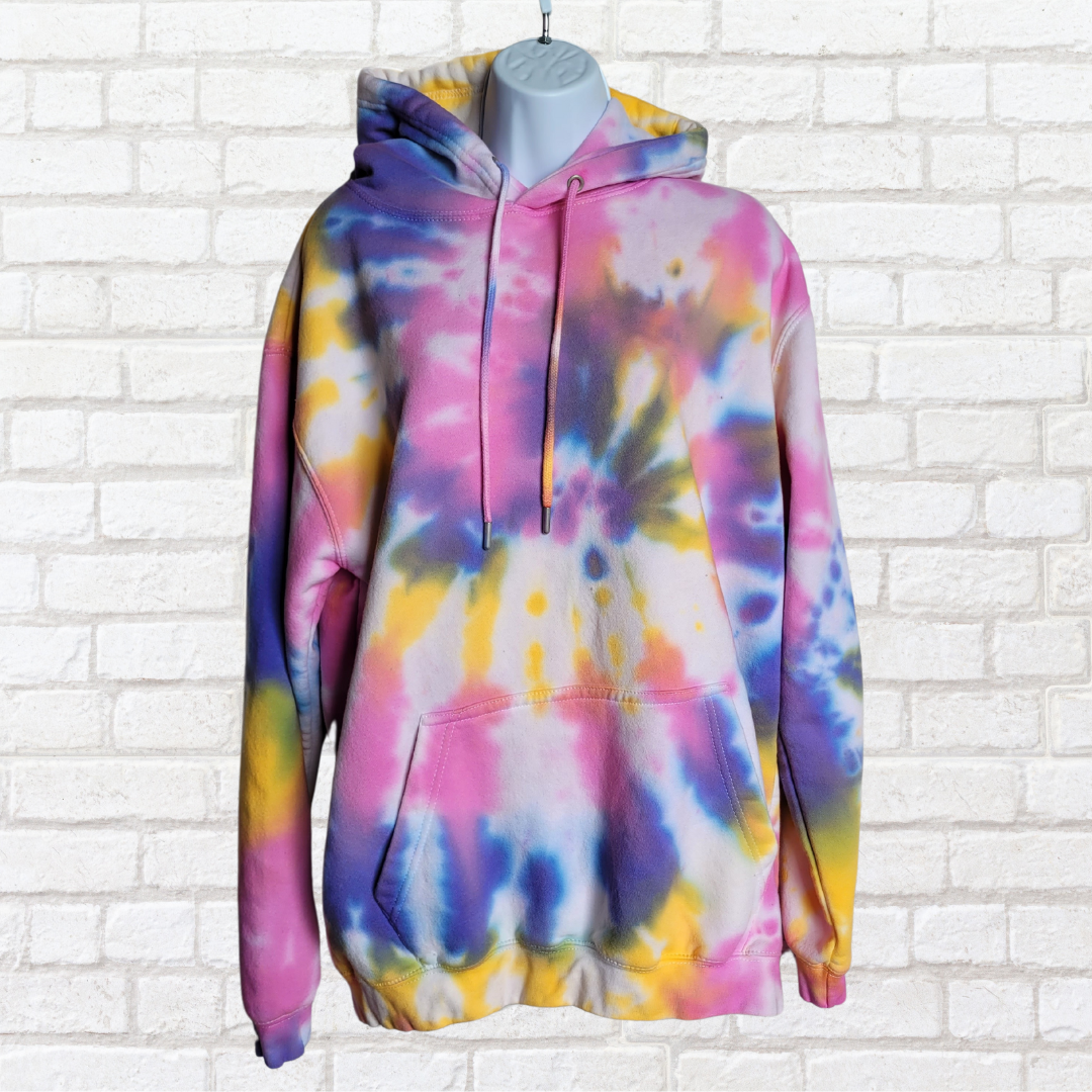 Yellow Pink & Lilac Sustainable Tie Dye Hoodie Organic Cotton