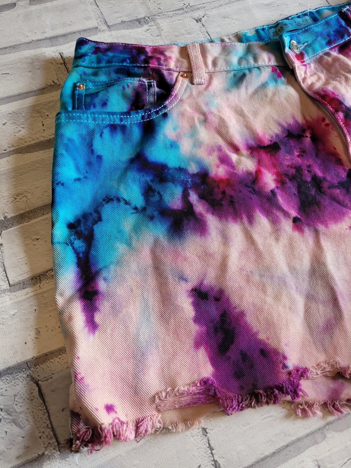 Tie dye denim shorts UK size 20