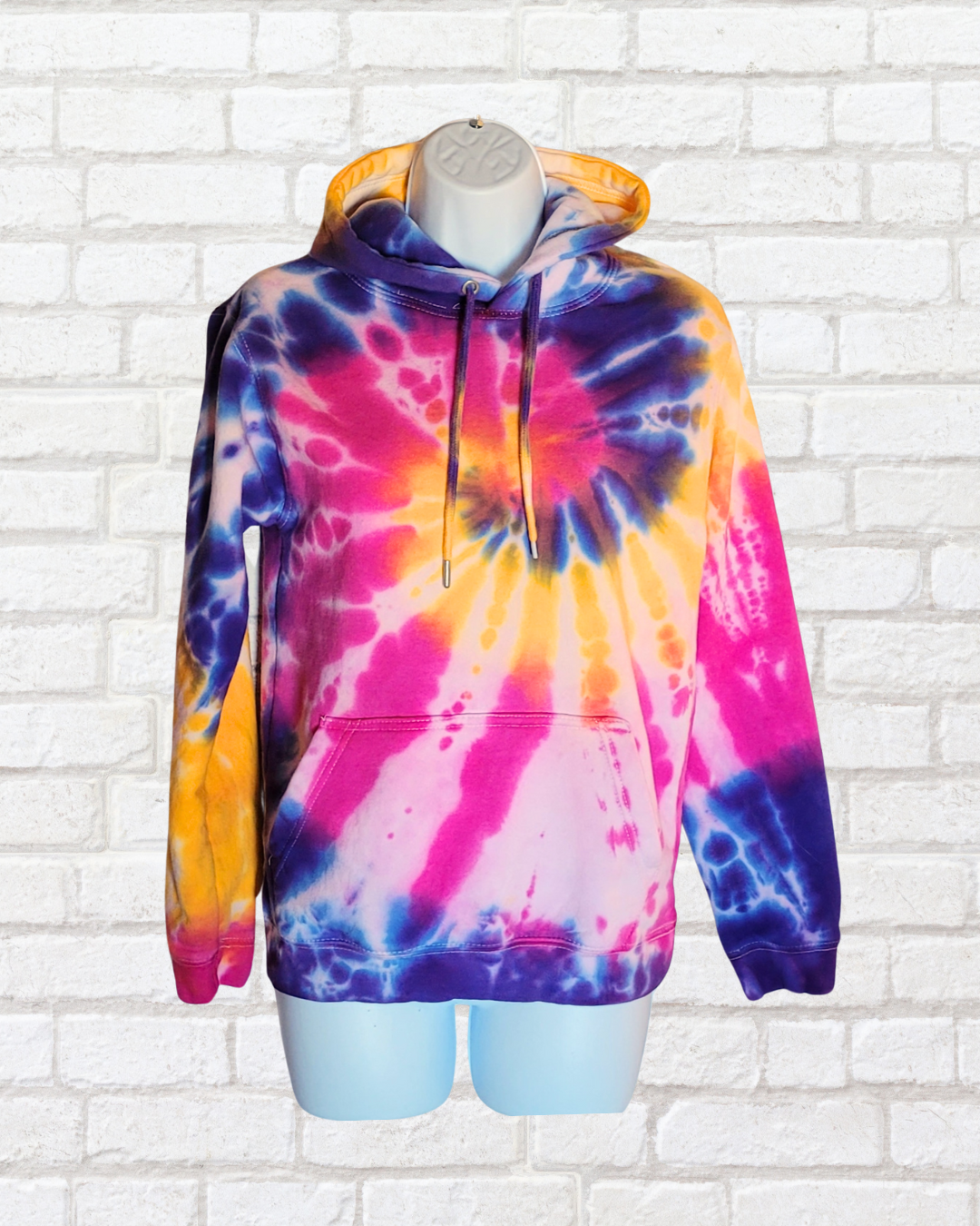 Tie Dye Hoodie Hot Pink, Sunshine Yellow & Deep Purple Organic Cotton