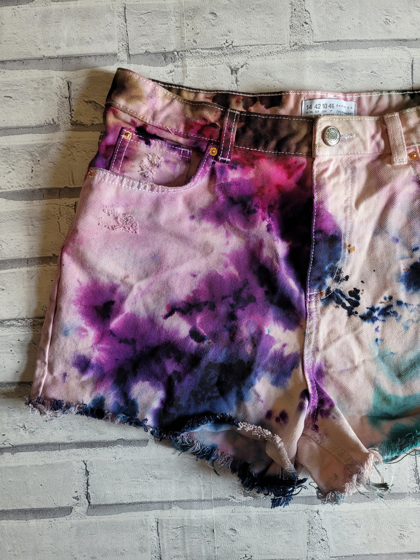 Tie dye denim shorts UK size 14