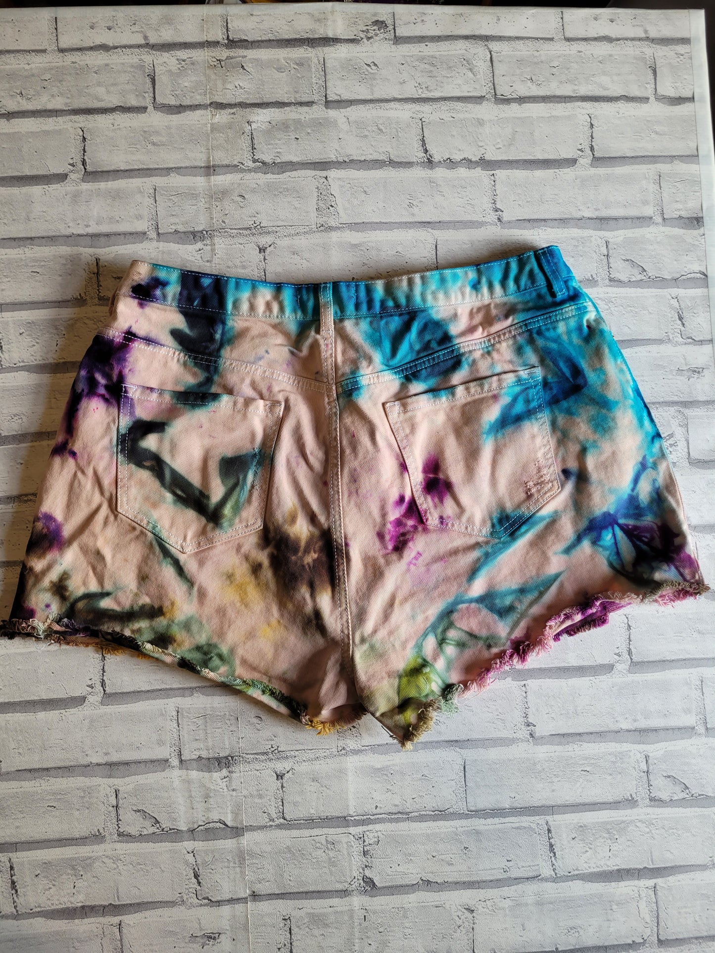 Tie dye denim shorts UK size 20