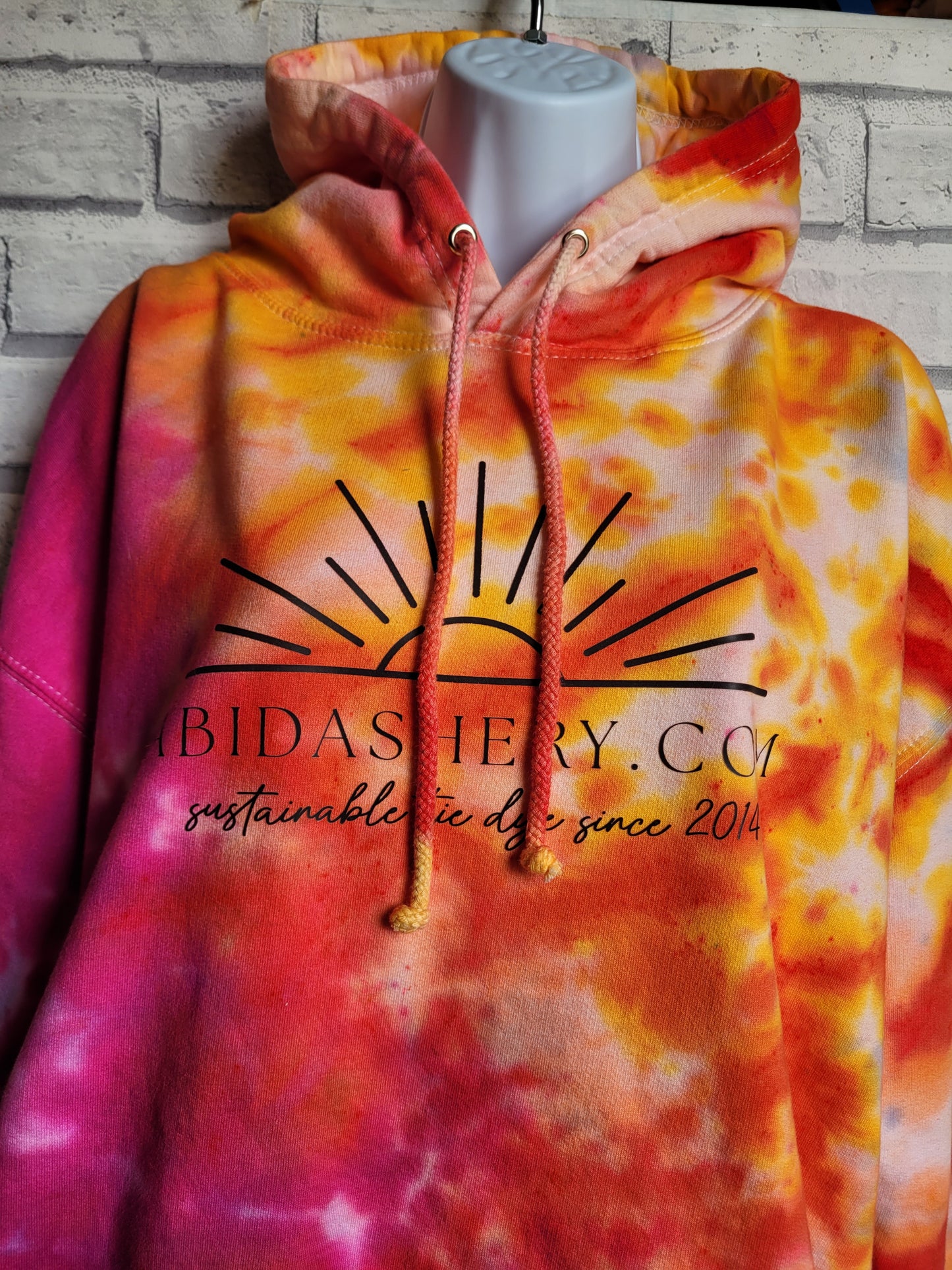 Pink orange yellow Tie Dye logo Hoodie Organic Cotton