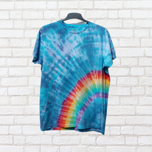 Tie Dye Shirt | Blue Sky Rainbow Arch | Vegan Friendly Dyes 