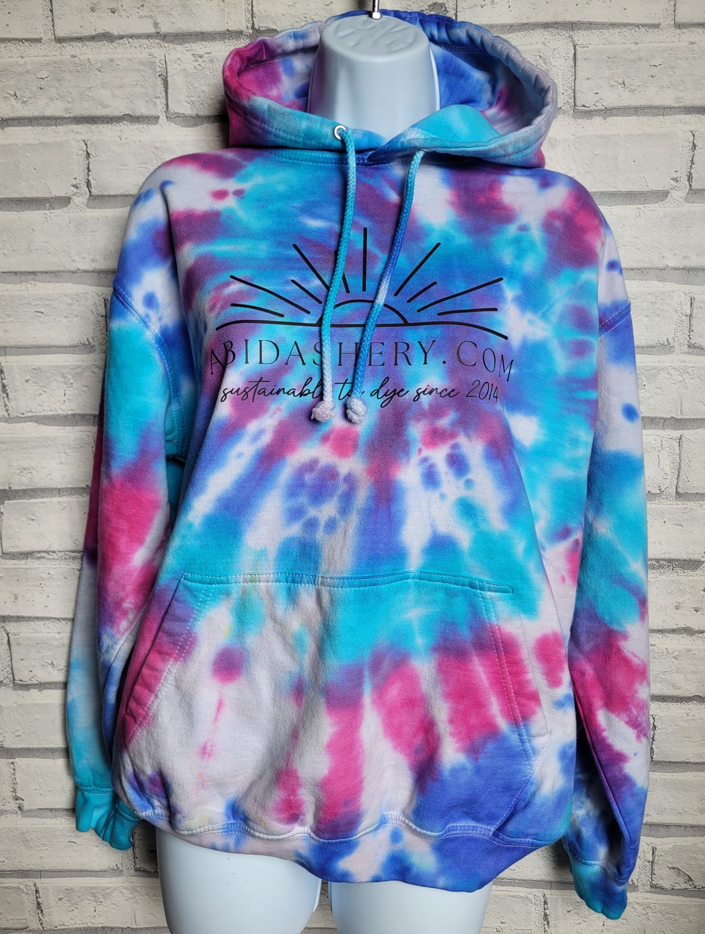 Tie Dye Logo Hoodie Organic Cotton Pink Purple Blue