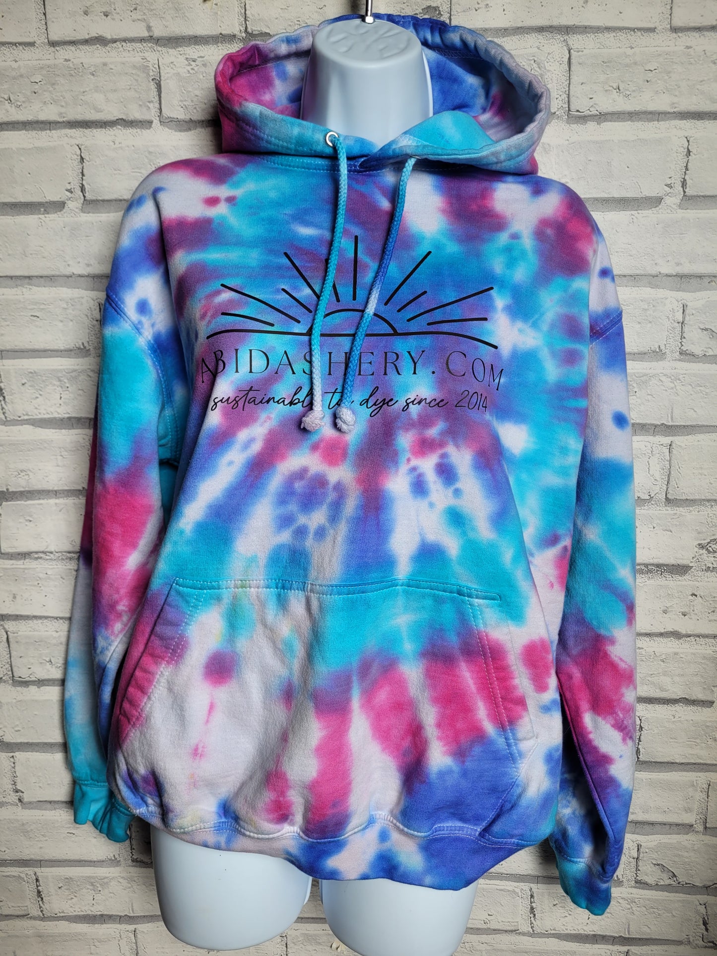 Tie Dye Logo Hoodie Organic Cotton Pink Purple Blue