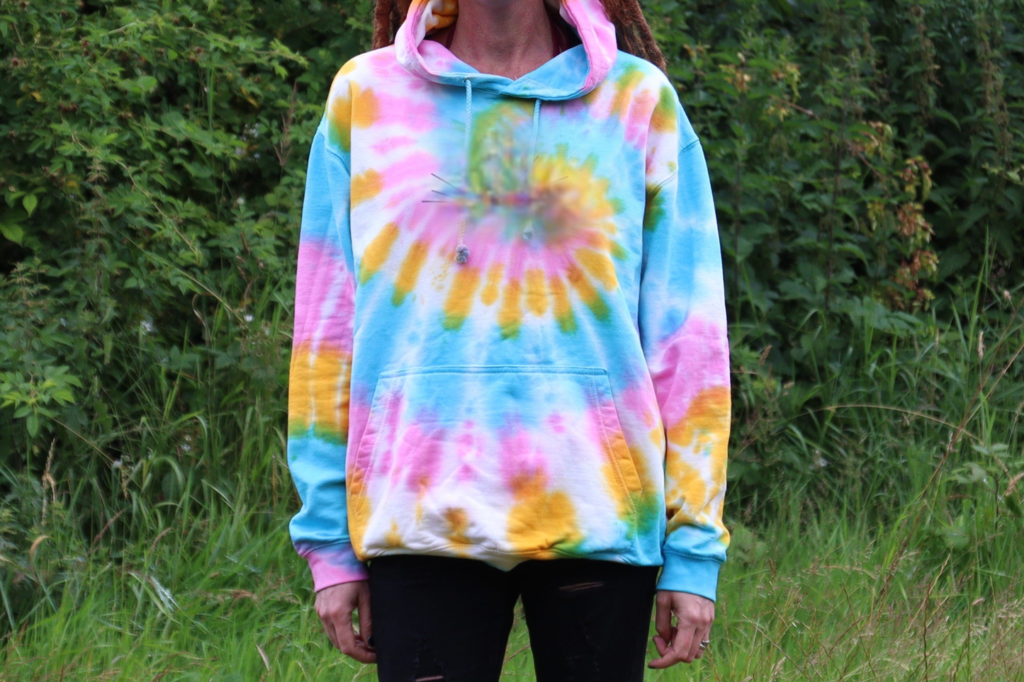 Tie Dye Hoodie Pink Yellow Blue Organic Cotton