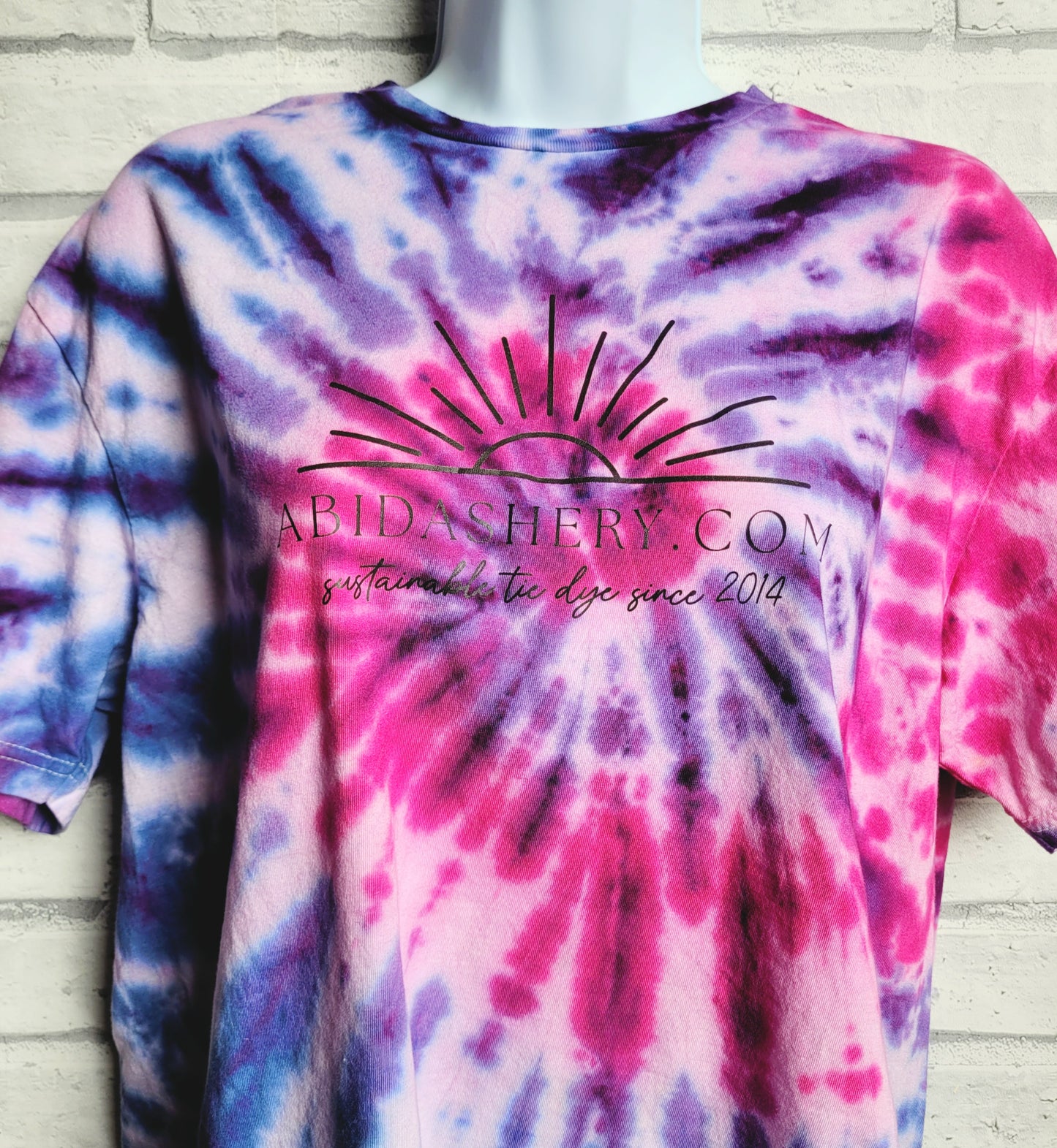 Pink Blue Purple Tie Dye Logo T-shirt in Organic Cotton