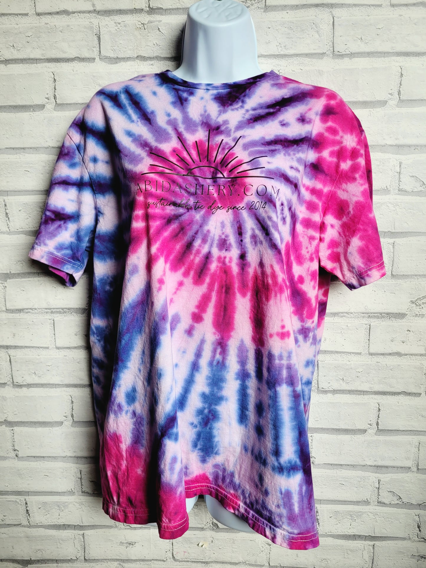 Pink Blue Purple Tie Dye Logo T-shirt in Organic Cotton