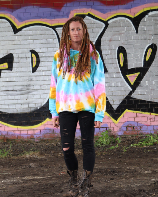 Tie Dye Hoodie Pink Yellow Blue Organic Cotton