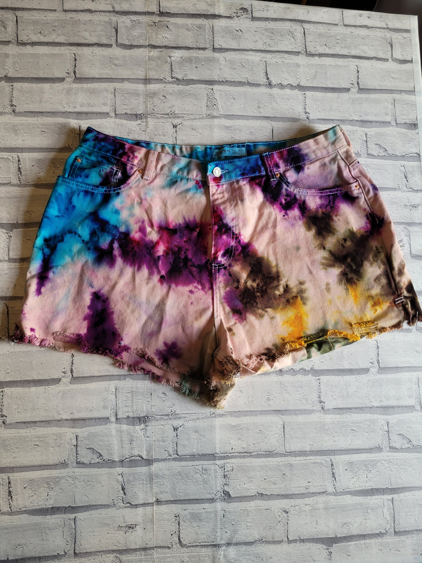 Tie dye denim shorts UK size 20