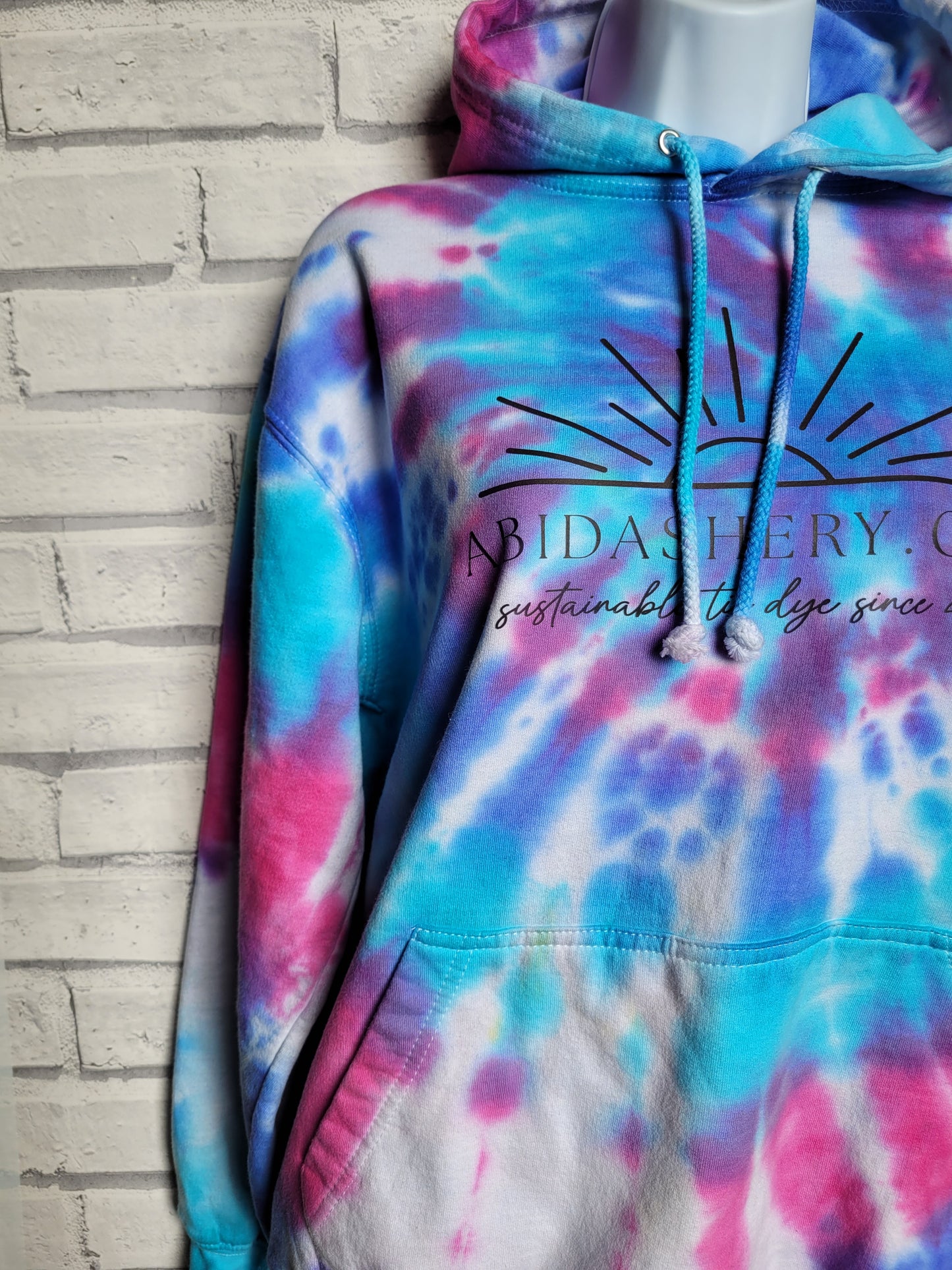 Tie Dye Logo Hoodie Organic Cotton Pink Purple Blue