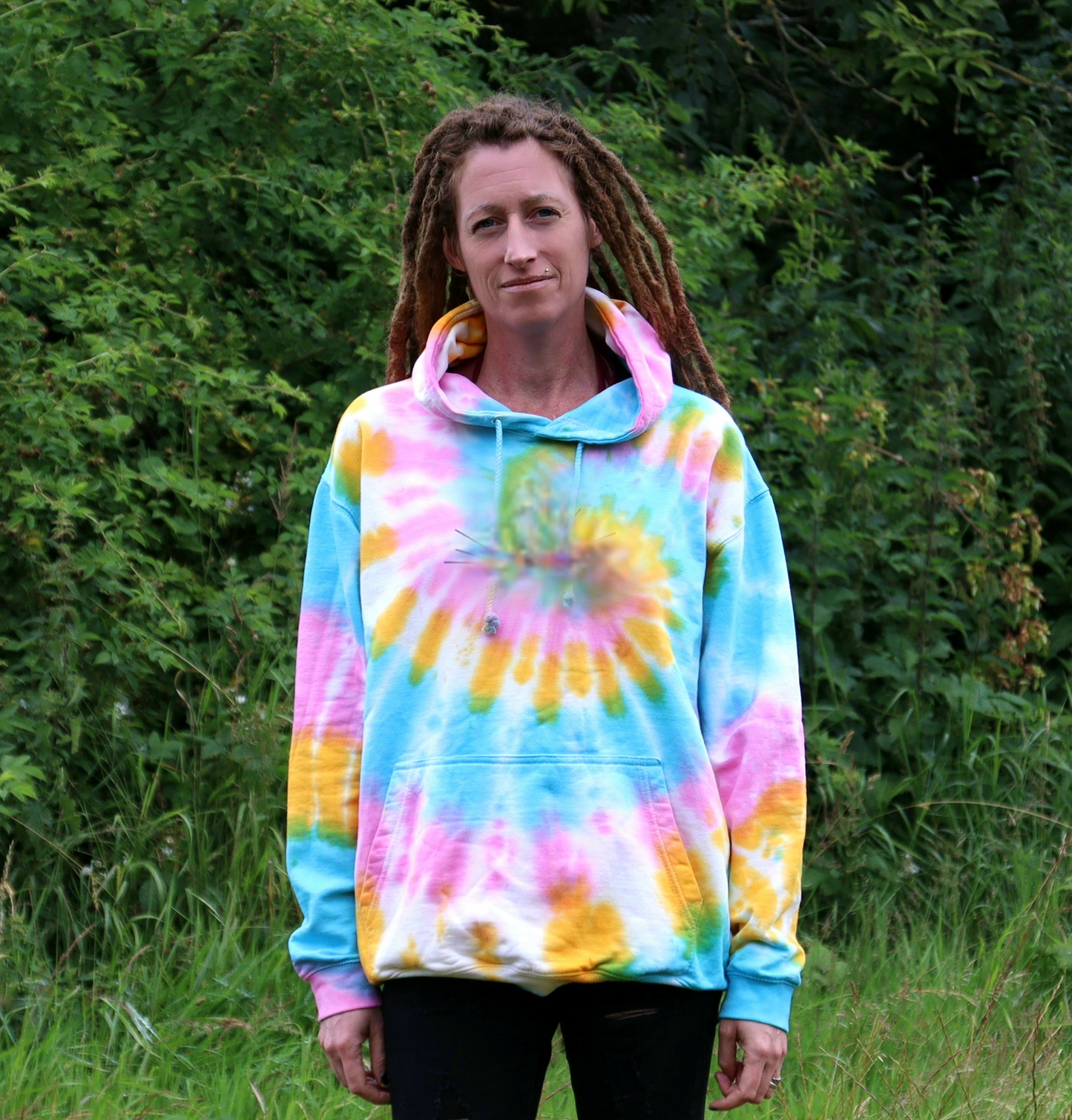 Tie Dye Hoodie Pink Yellow Blue Organic Cotton