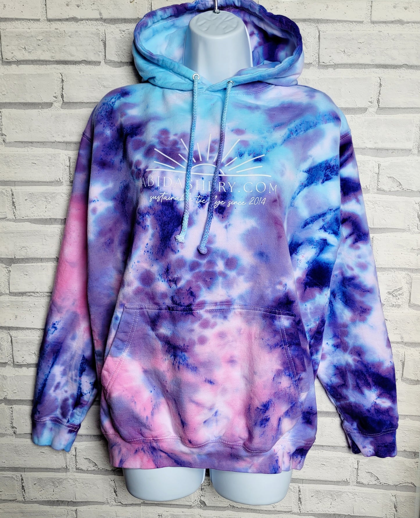 Tie Dye Logo Hoodie Pastel Pink Purple Blue Organic Cotton