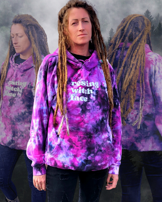 Resting Witch Face Tie Dye Halloween Hoodie | Organic Cotton | Sustainable Fall Fashion
