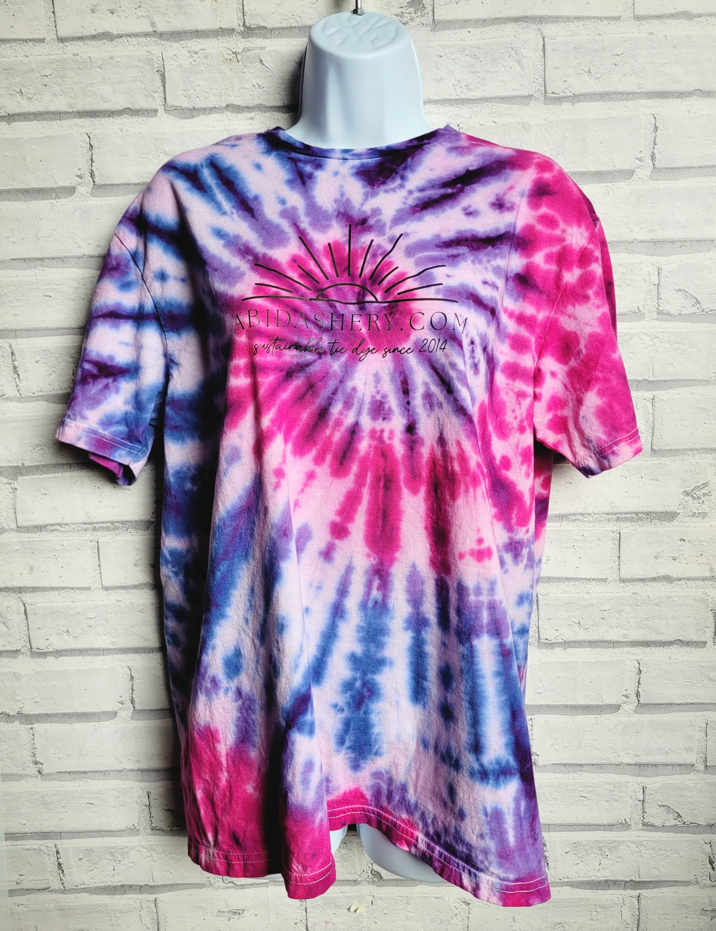 Pink Blue Purple Tie Dye Logo T-shirt in Organic Cotton