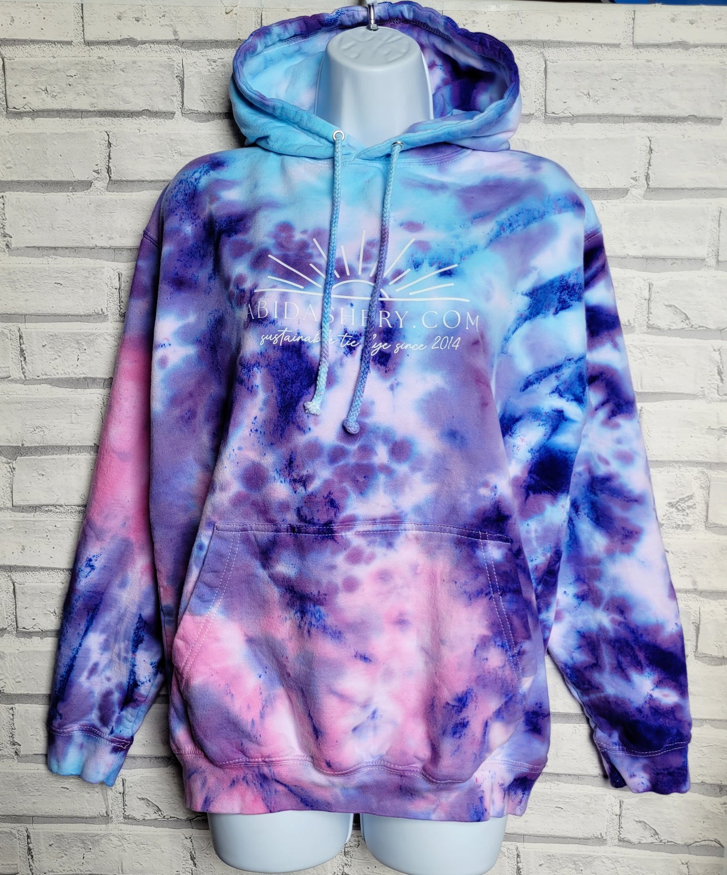 Tie Dye Logo Hoodie Pastel Pink Purple Blue Organic Cotton