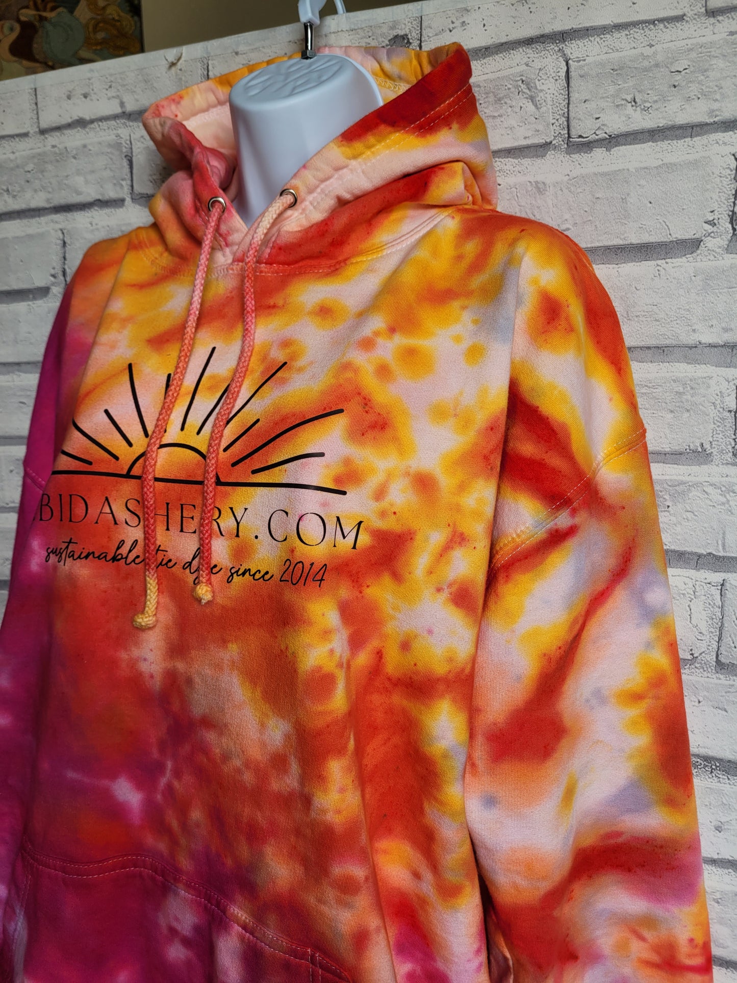 Pink orange yellow Tie Dye logo Hoodie Organic Cotton