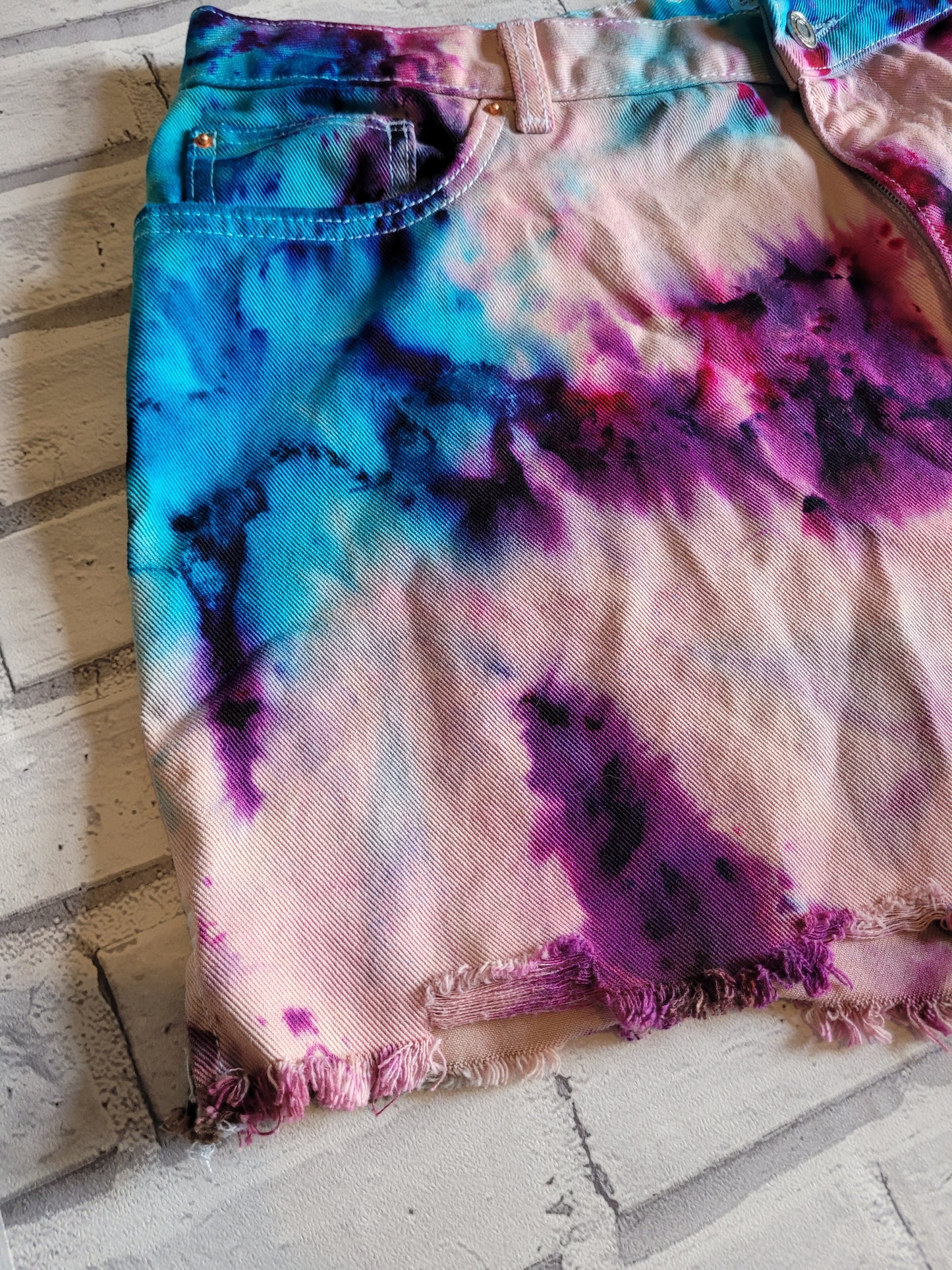 Tie dye denim shorts UK size 20