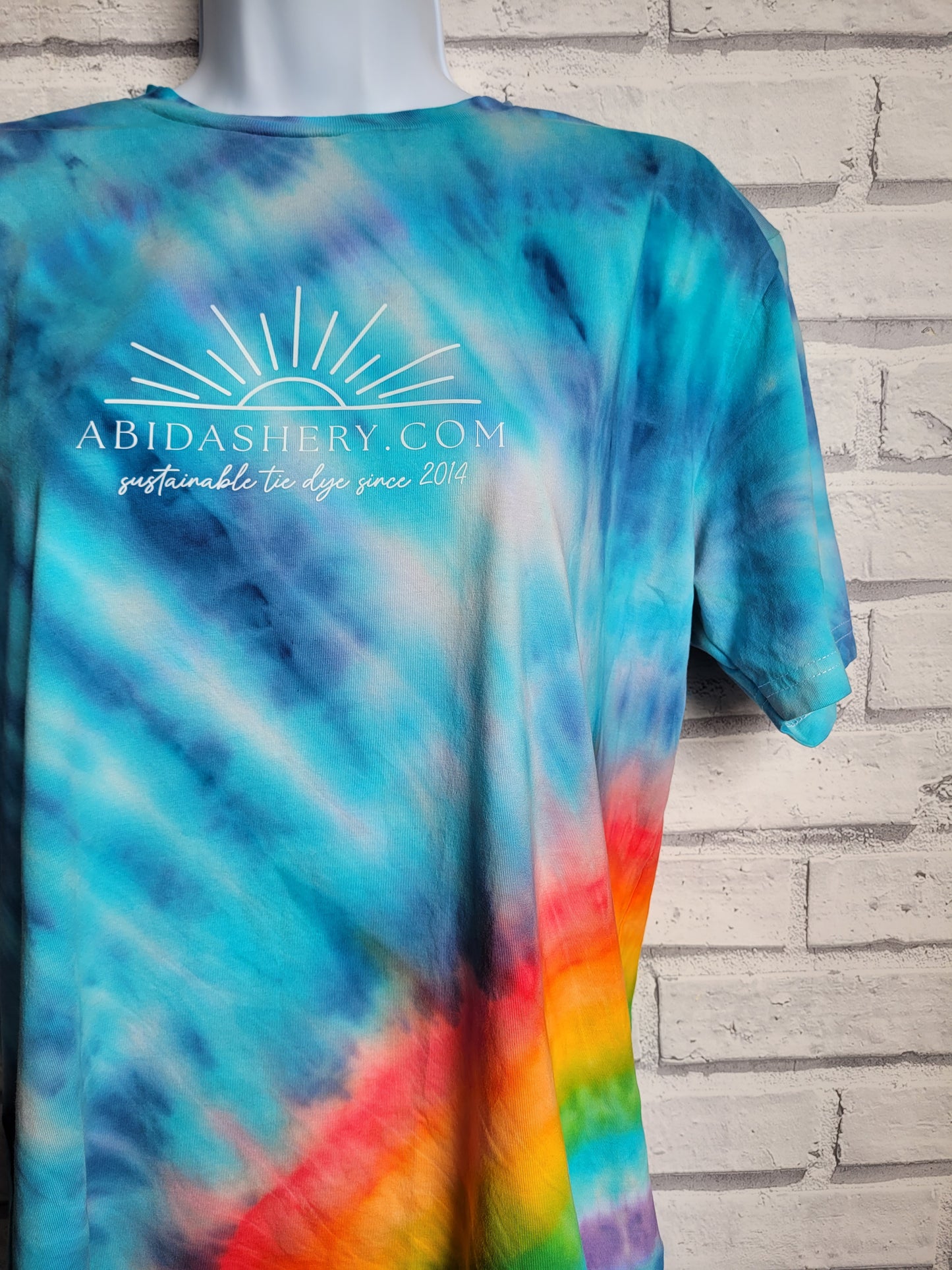 Blue Sky Rainbow Arch Logo Tie Dye Organic Cotton T-shirt