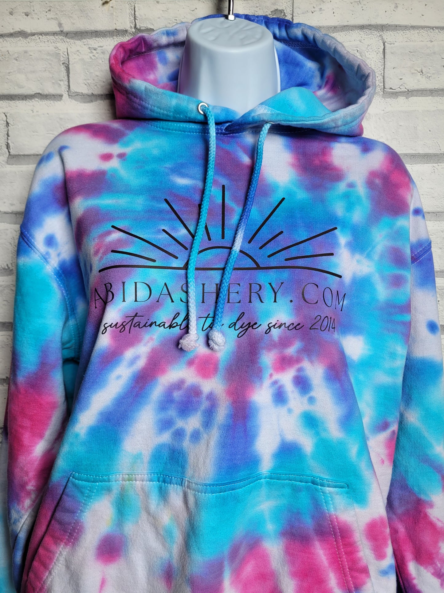 Tie Dye Logo Hoodie Organic Cotton Pink Purple Blue