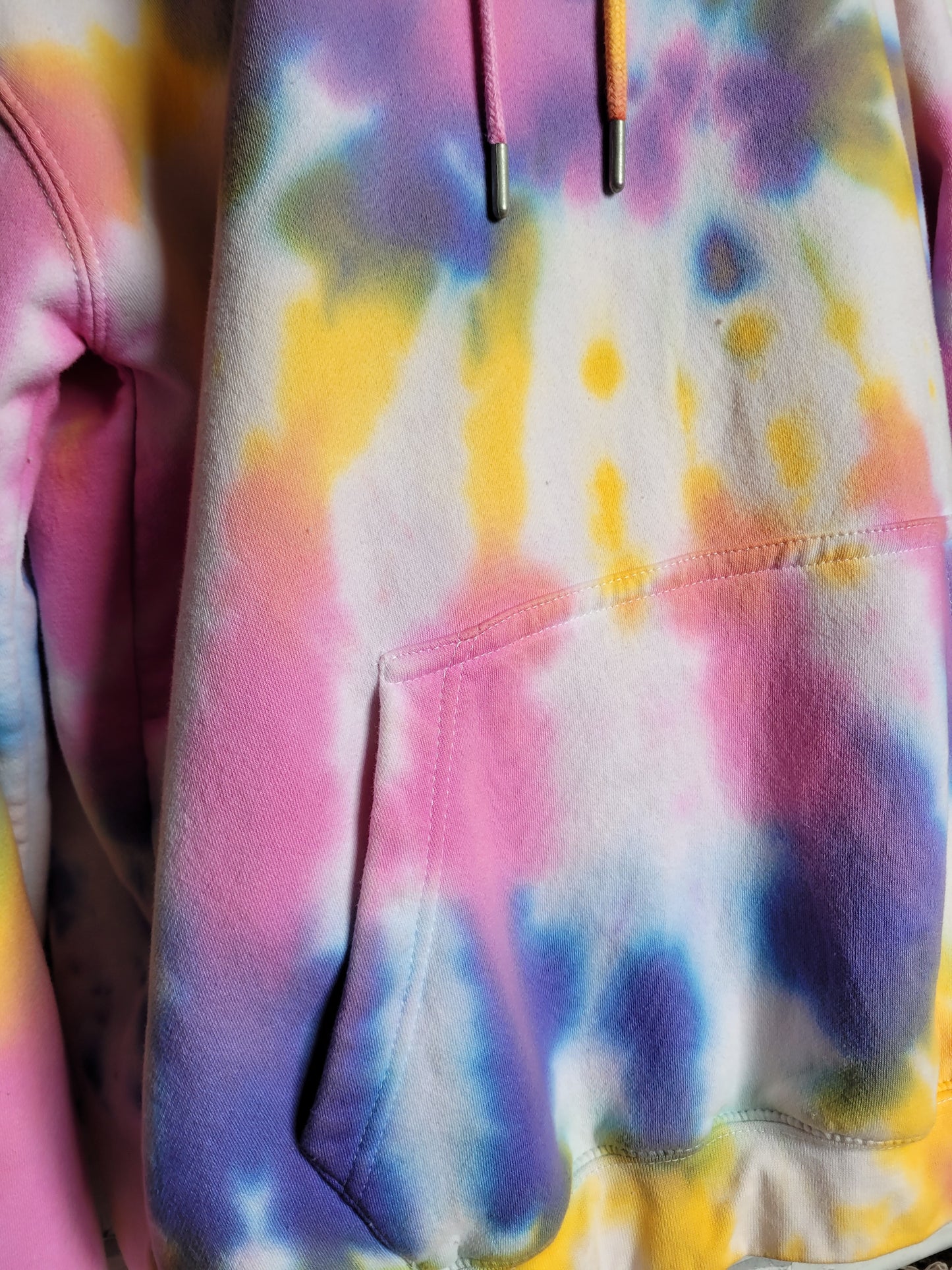 Yellow Pink & Lilac Tie Dye Logo Hoodie Organic Cotton