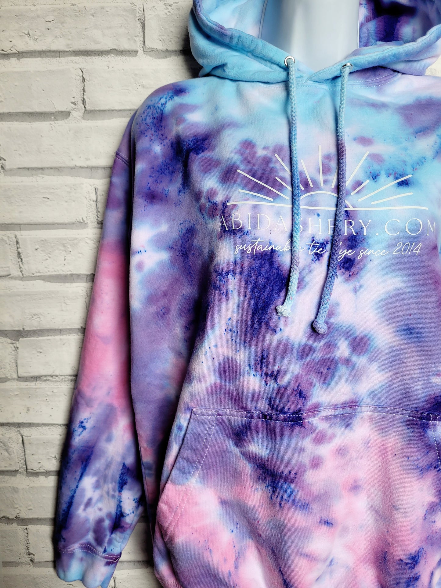 Tie Dye Logo Hoodie Pastel Pink Purple Blue Organic Cotton