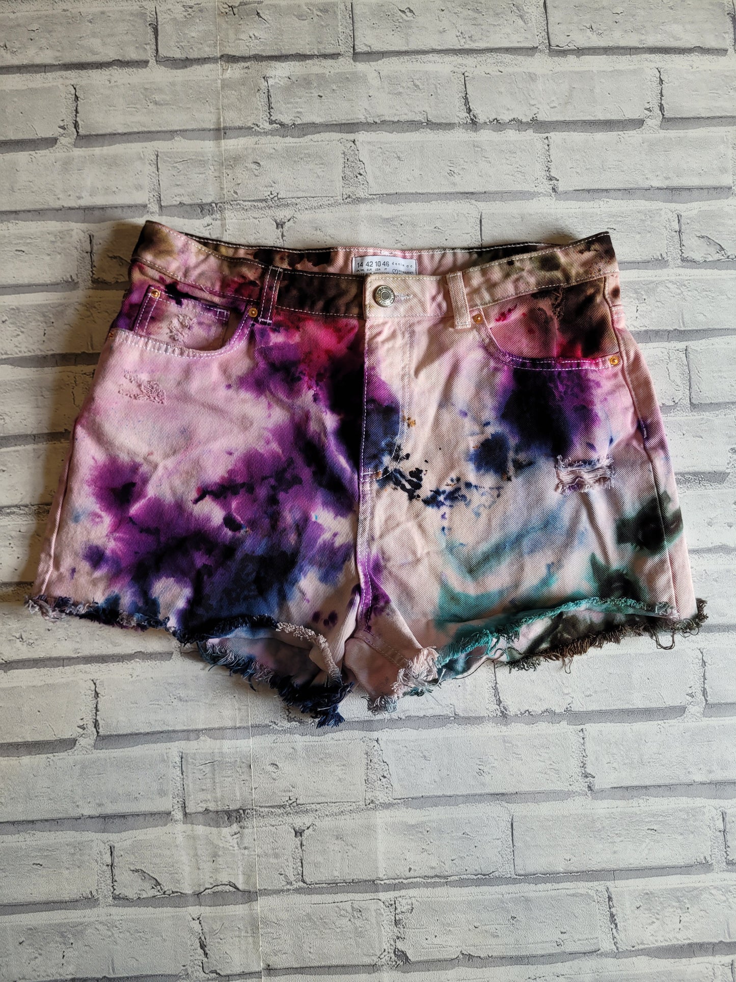 Tie dye denim shorts UK size 14