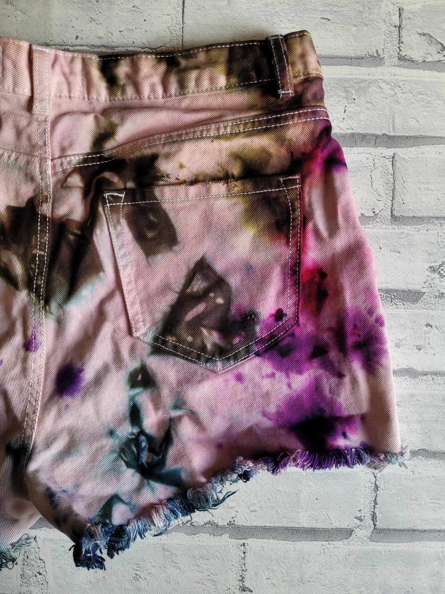 Tie dye denim shorts UK size 14