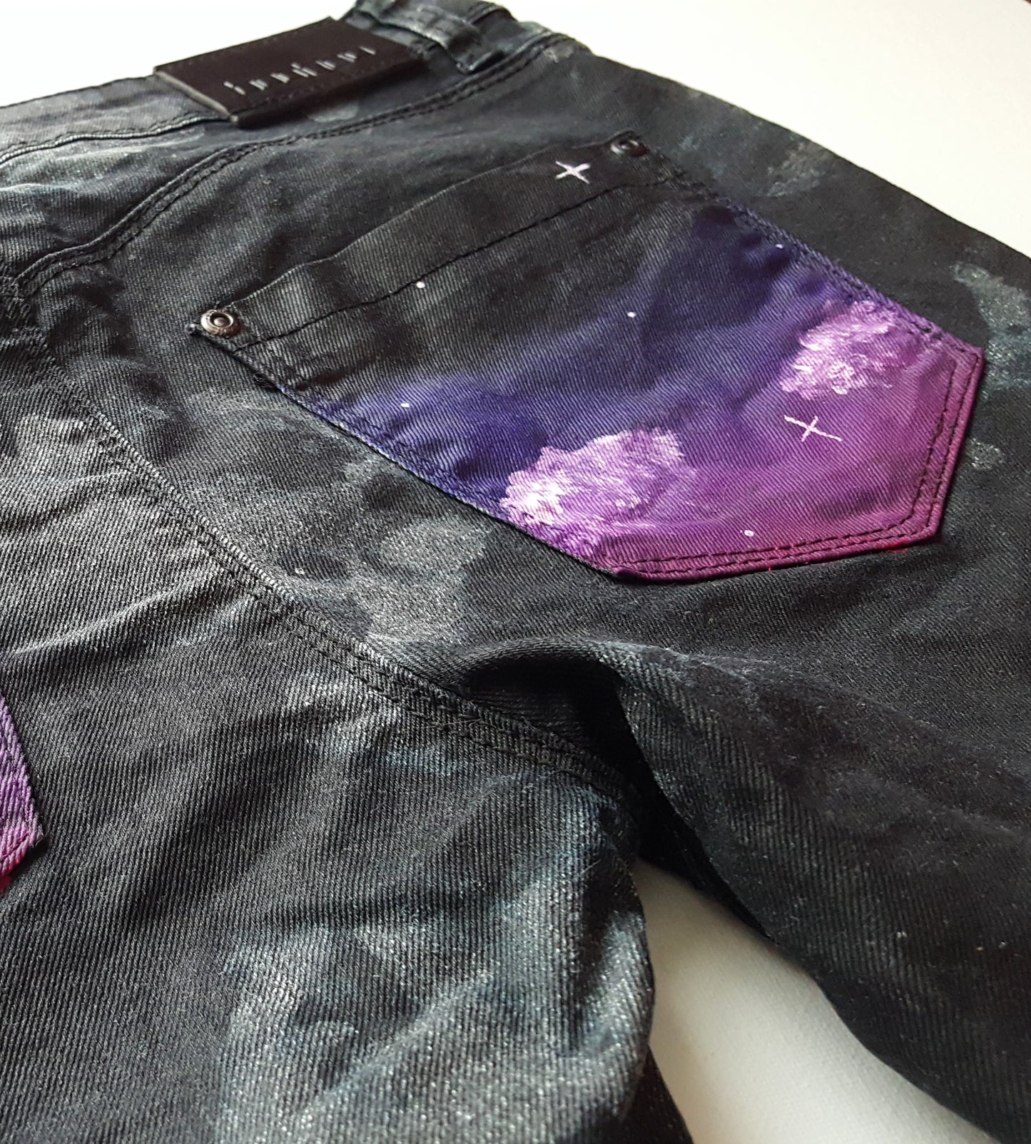 Jeans Hand Painted Night Sky UK 12 / US 8