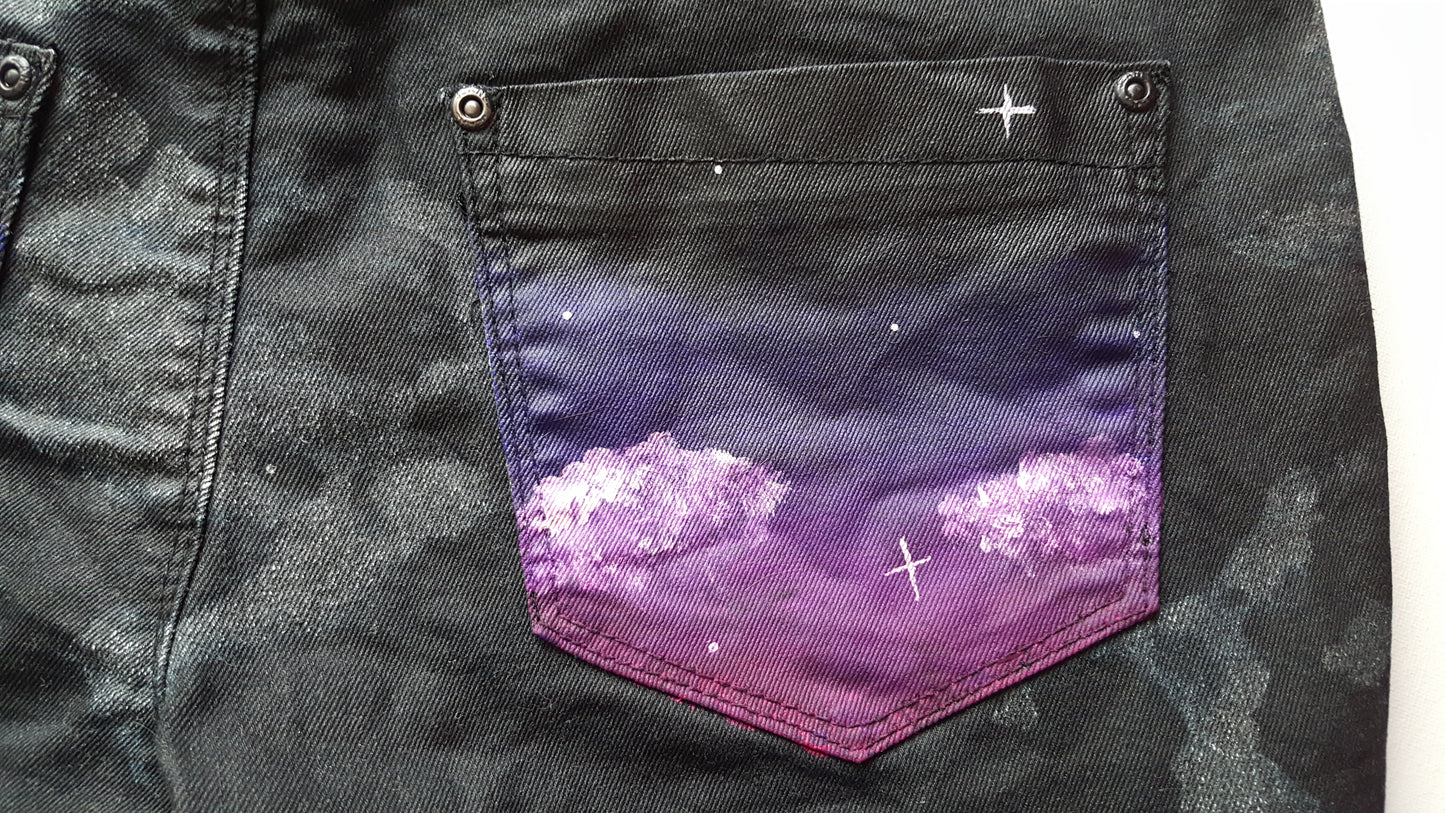 Jeans Hand Painted Night Sky UK 12 / US 8