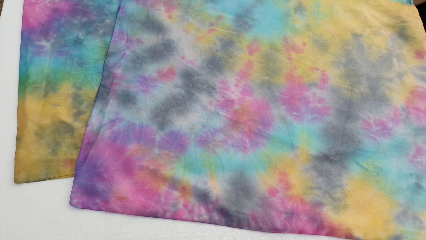 Tie Dye Pillowcases x2 Pink Yellow Blue Black