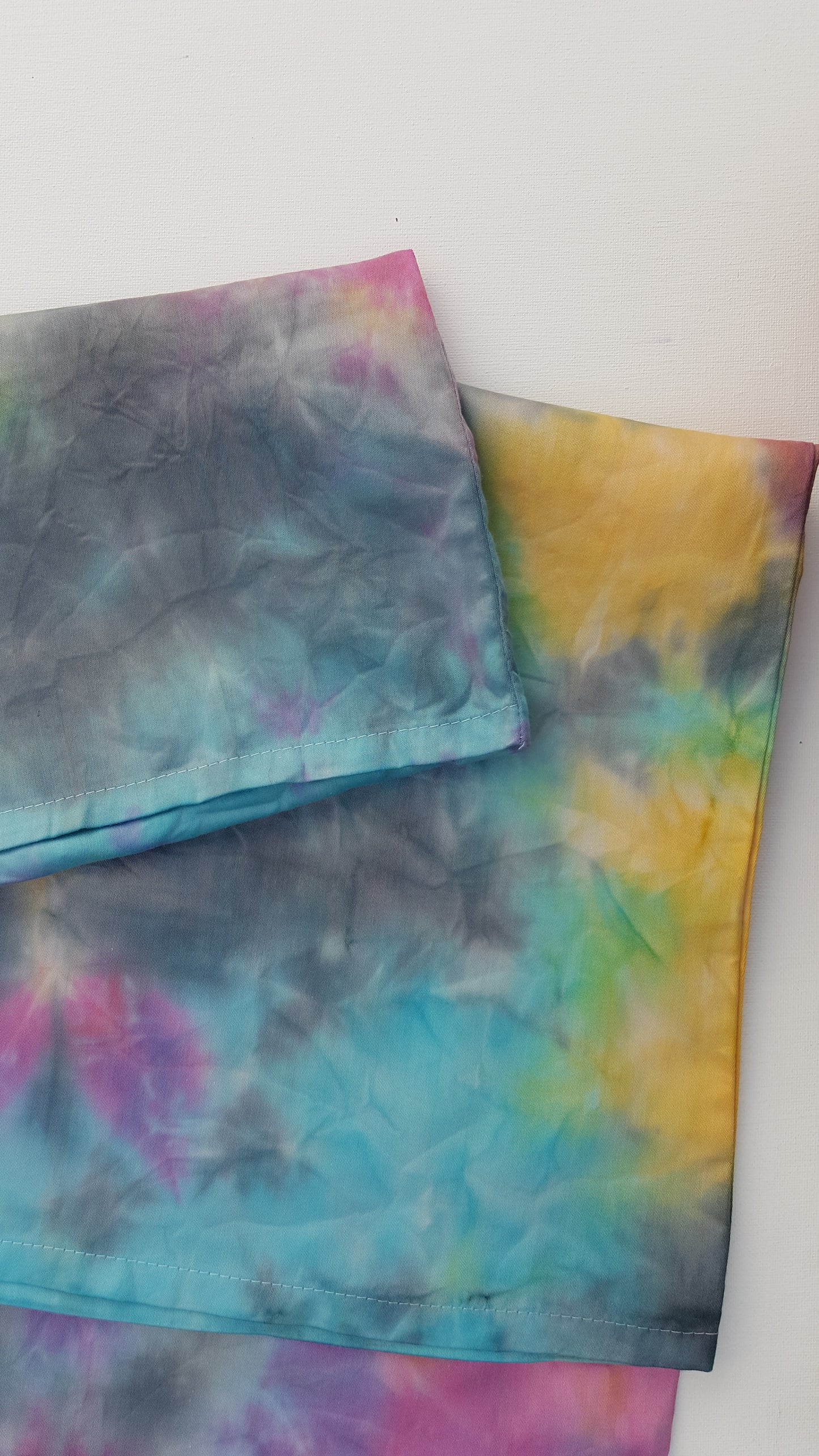 Tie Dye Pillowcases x2 Pink Yellow Blue Black