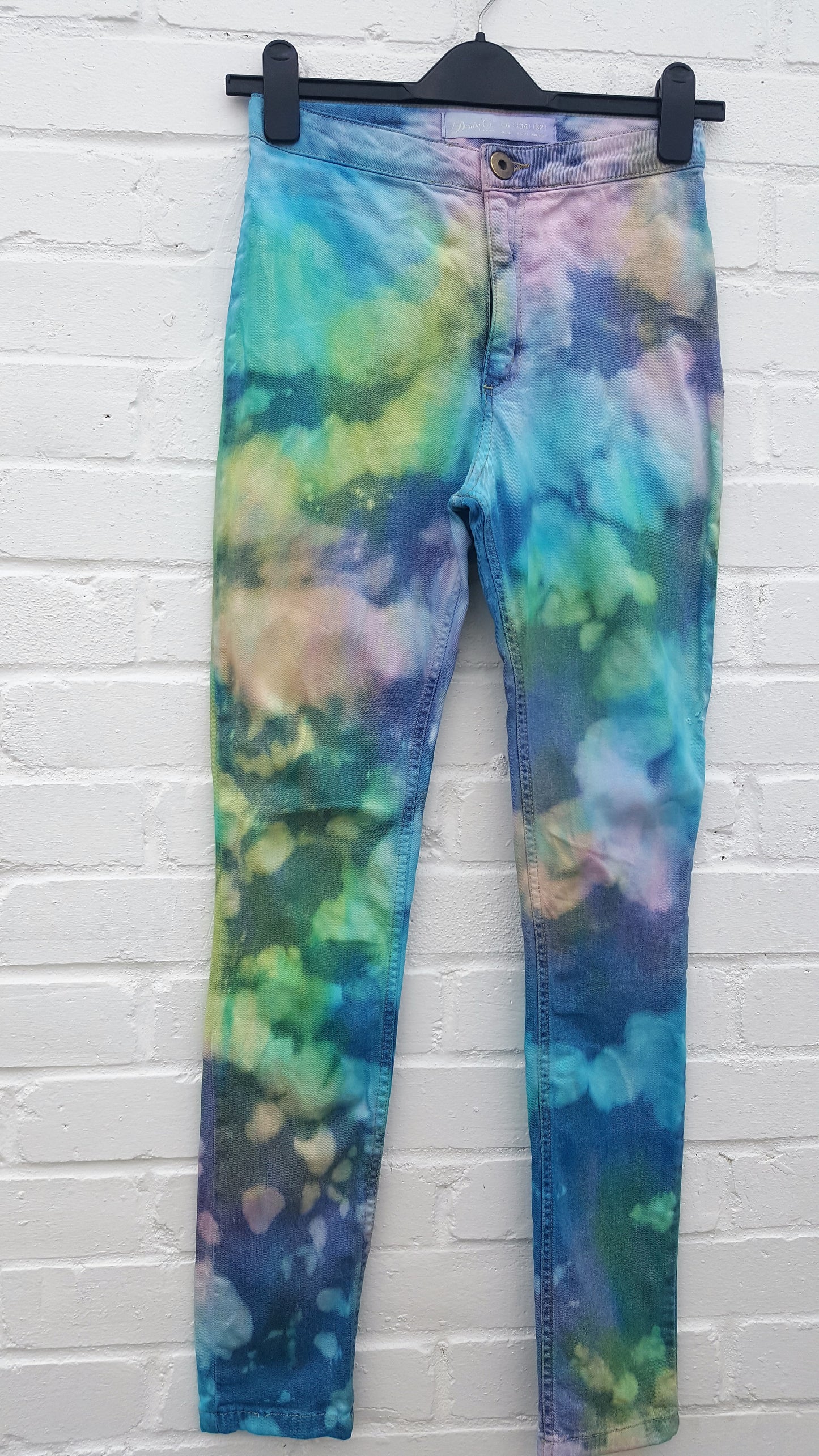 Pastel High Waist Upcycled Skinny Jeans UK 6 / US 2